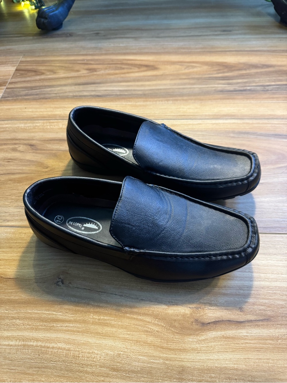 Classic Black Slip-On Moc Toe Faux Leather Loafers for Men